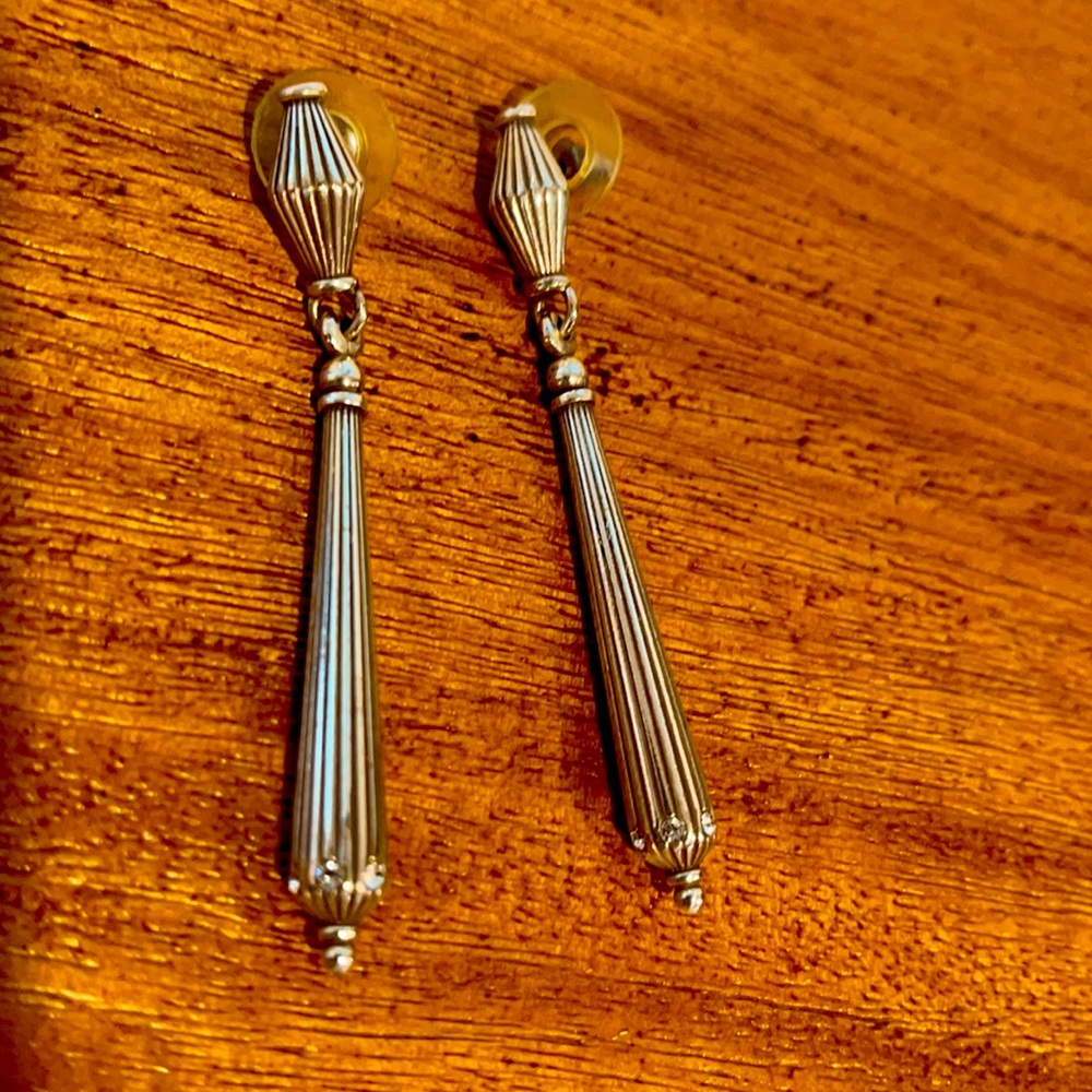 Silver tone antique costume earrings